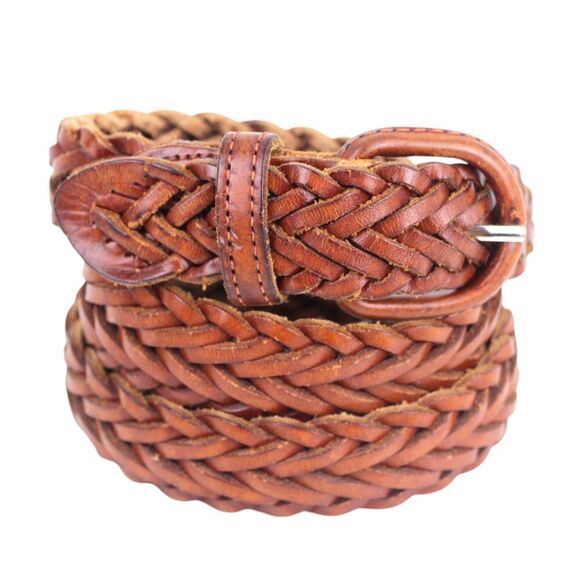 ARGENTINA BRAIDED BROWN GENUINE LEATHER 1" Wd CASUAL MEN'S BELT Sz 38 (G41 - Picture 2 of 12